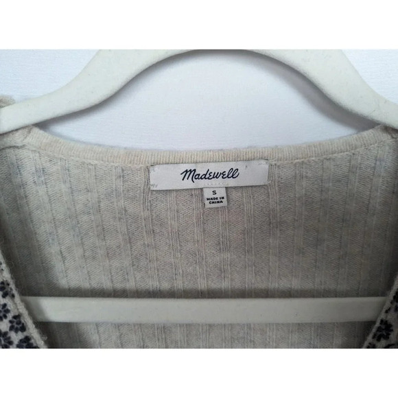 Madewell S Vintage Ditsy Cameron Ribbed Cardigan Sweater Coziest Yarn Boxy Top - Picture 11 of 13